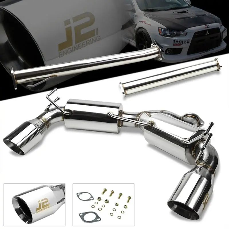 4.5" Slant Muffler Tip Exhaust Catback System For 08-15 Lancer Evolution X 2.0L 1