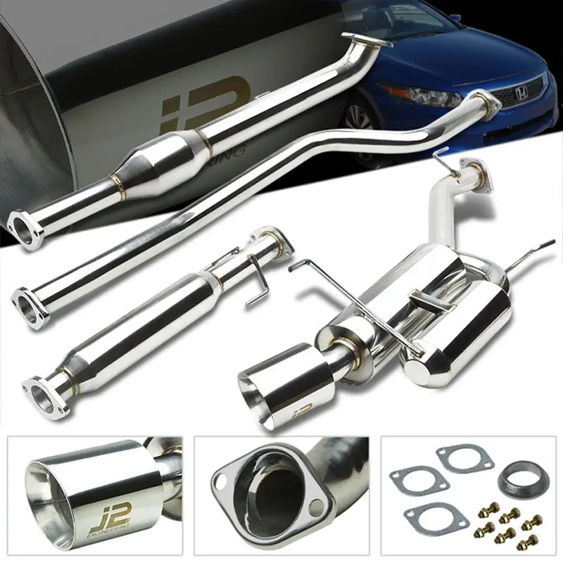 4.5" Slant Roll Muffler Tip Exhaust Catback System For 08-10 Accord Sedan 2.4L 1