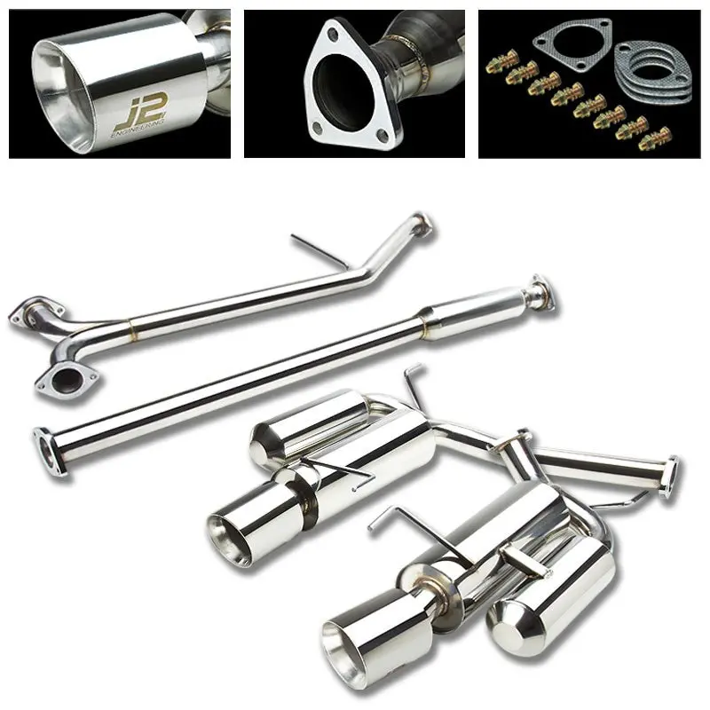 4.25" Slante Roll Muffler Tip Exhaust Catback System For 03-07 Accord Cl7 3.0L 1