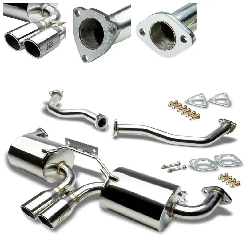 3" Slant Roll Muffler Tip Exhaust Catback System For 05-08 Boxster 987 2.7L/3.4L 1