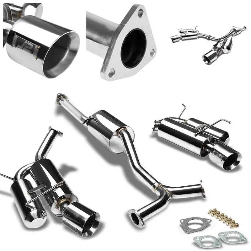 J2 Exhaust Catback System 4.50" Dual Round Roll Muffler Tip For 99-09 Honda S2000 F20c F22c1 2.0L 2.2L (Ap1 Ap2) 1