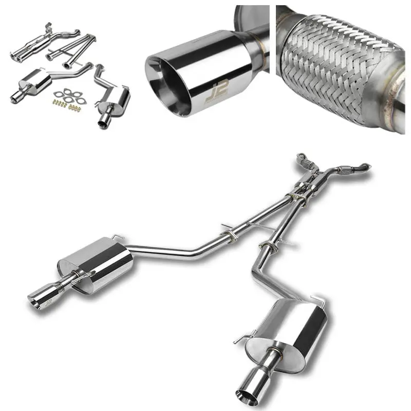 3.5" Dual Slant Roll Muffler Tip Exhaust Catback System For 09-13 G37 Sedan 3.7L 1