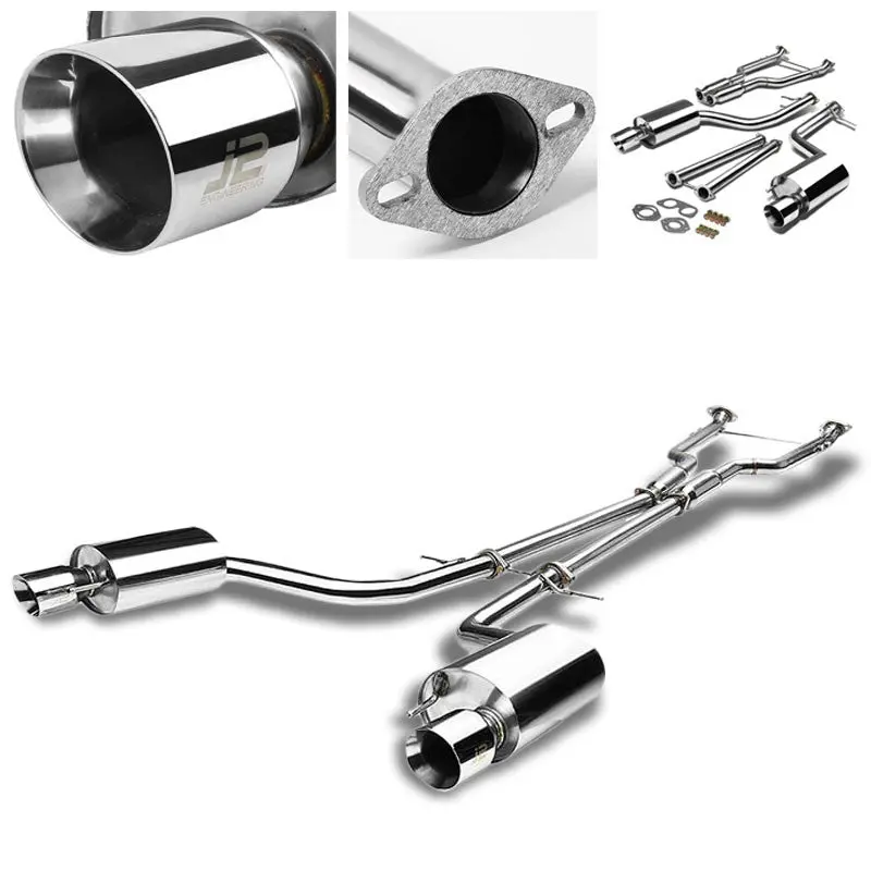 4" Dual Slant Roll Muffler Tip Exhaust Catback System For 14-15 Lexus Is250 2.5L 1
