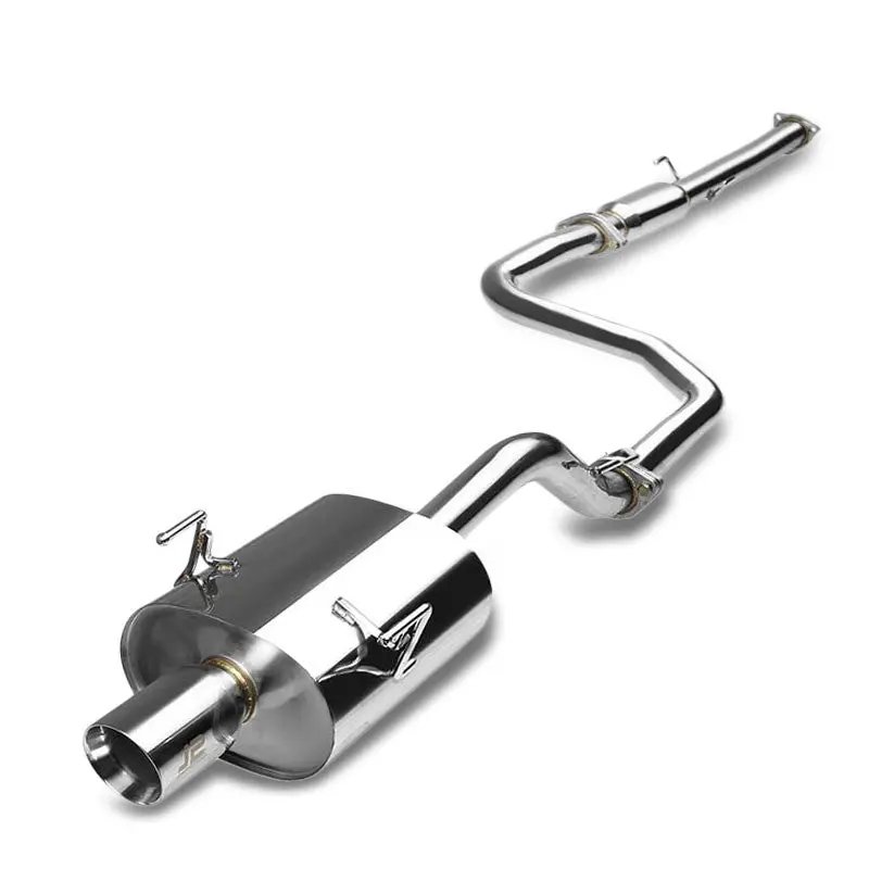 J2 Exhaust Catback System 3.50" Round Slant Roll Muffler Tip For 92-95 Honda Civic Hatchback Eg6 1.5L/1.6L 1