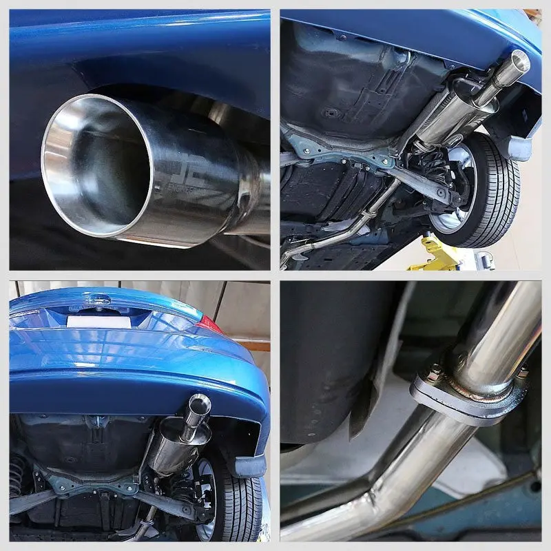 J2 Exhaust Catback System 3.50" Round Slant Roll Muffler Tip For 12-15 Honda Civic 2-Door Fg3/Fg4 1.8L Sohc 2
