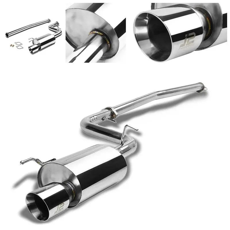 J2 Exhaust Catback System 4.00" Round Slant Roll Muffler Tip For 12-17 Toyota Camry 2.5L L4 (Xv50 7Th) 1