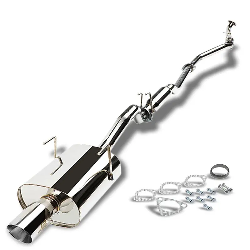 J2 Exhaust Catback System 3.50" Round Roll Muffler Tip For 01-05 Honda Civic Dx/Gx/Hx/Lx/Value 1.7L 1