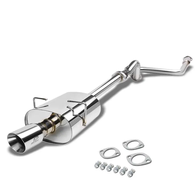 J2 Exhaust Catback System 3.50" Round Slant Roll Muffler Tip For 05-10 Chevrolet Cobalt / 07-10 Pontiac G5 2.2L 1
