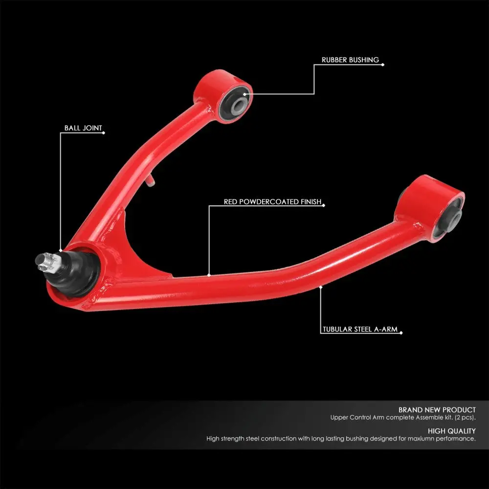 J2 Red 2-4" Lift Front Upper Control Arm For 07-19 Escalade Avalanche Silverado 1500 Suburban Tahoe Sierra Yukon 2