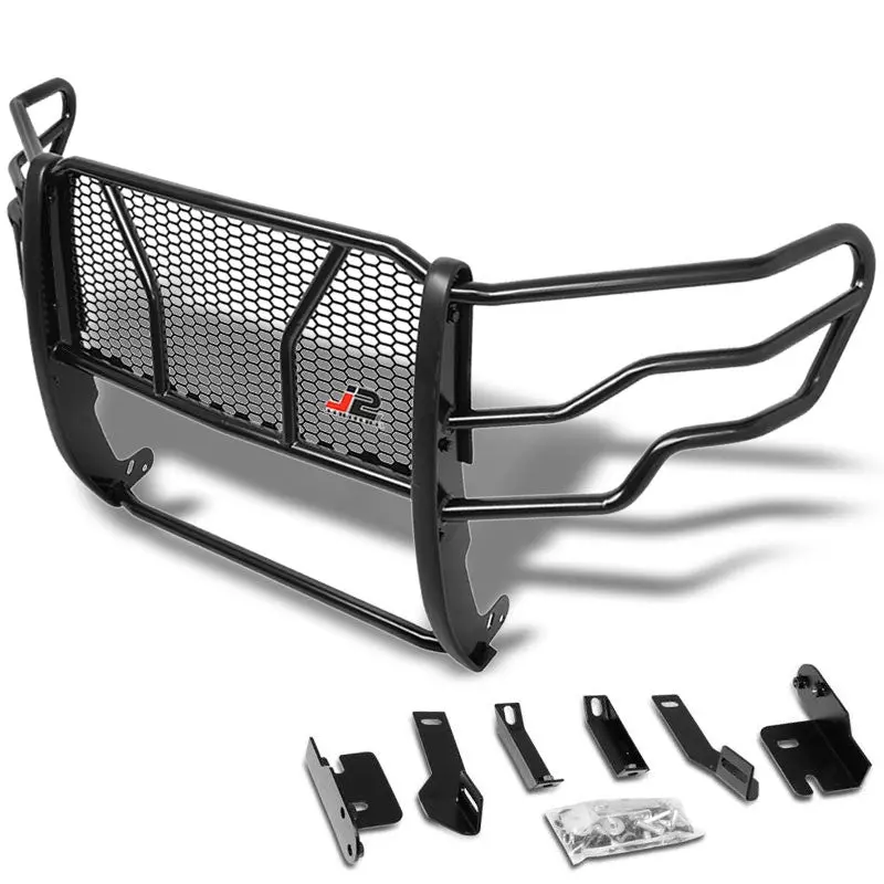 J2 Black Mild Steel Full Front Grille Guard For 09-14 Ford F-150 4.2L/5.0L/6.2L 1