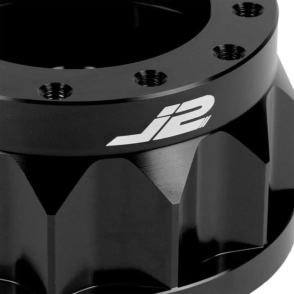 J2 Aluminum Black Gear Style 6-Bolt Steering Wheel Hub Adapter For 90-09 Legacy 2