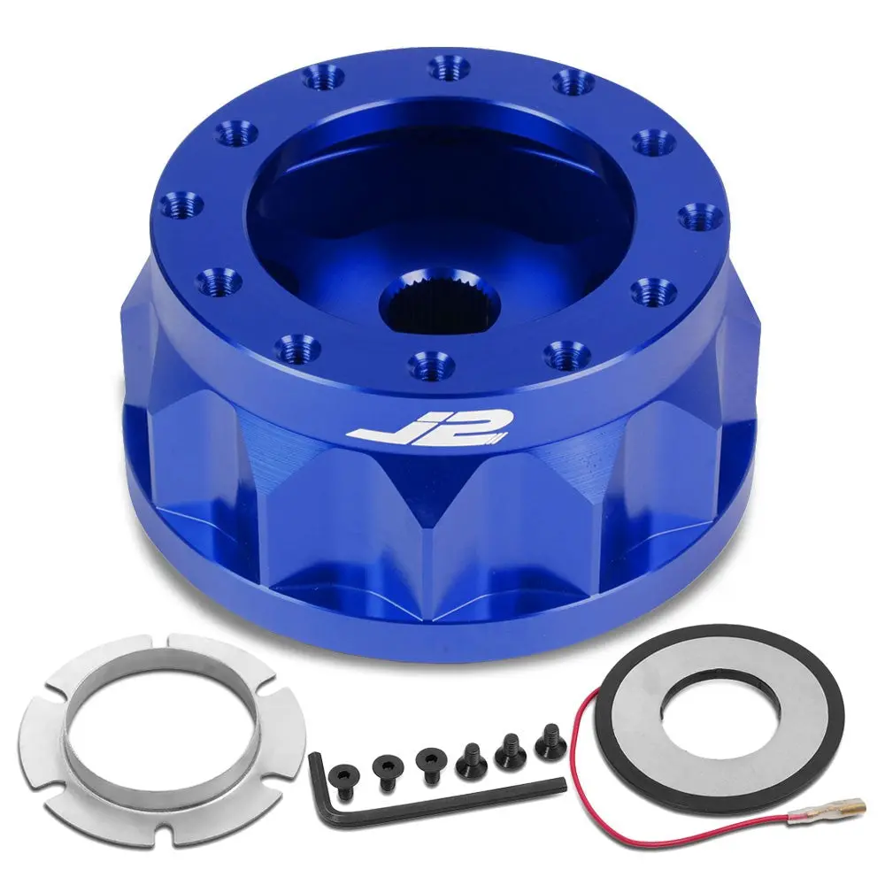 J2 Aluminum Blue Gear Style 6-Bolt Steering Wheel Hub Adapter For 99-09 Impreza 1