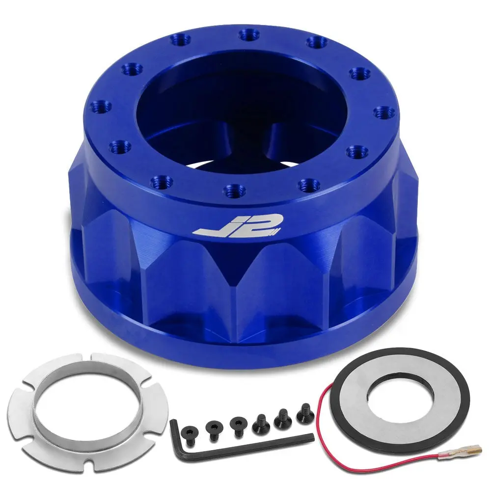 J2 Aluminum Blue Gear Style 6-Bolt Steering Wheel Hub Adapter For 93-11 Altima 1