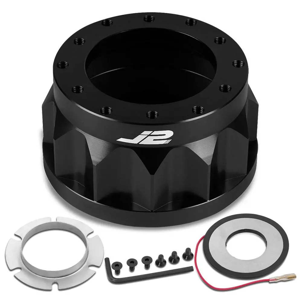 J2 Aluminum Black Gear Style 6-Bolt Steering Wheel Hub Adapter For 90-93 Accord 1