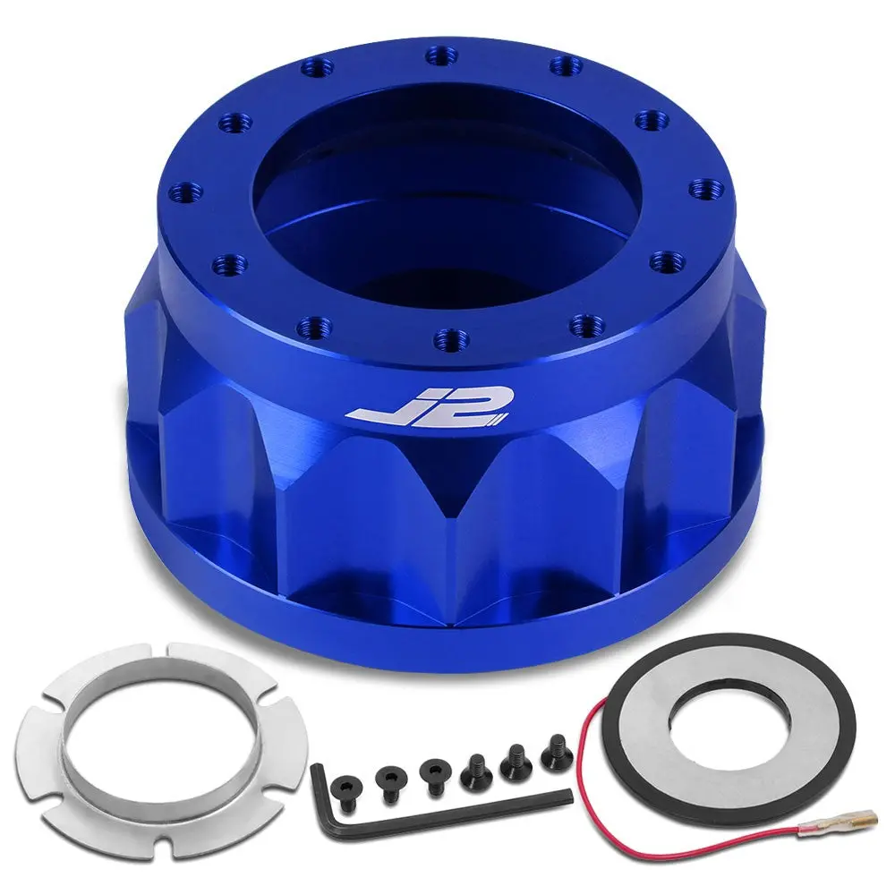 J2 Aluminum Blue Gear Style 6-Bolt Steering Wheel Hub Adapter For 92-96 Prelude 1