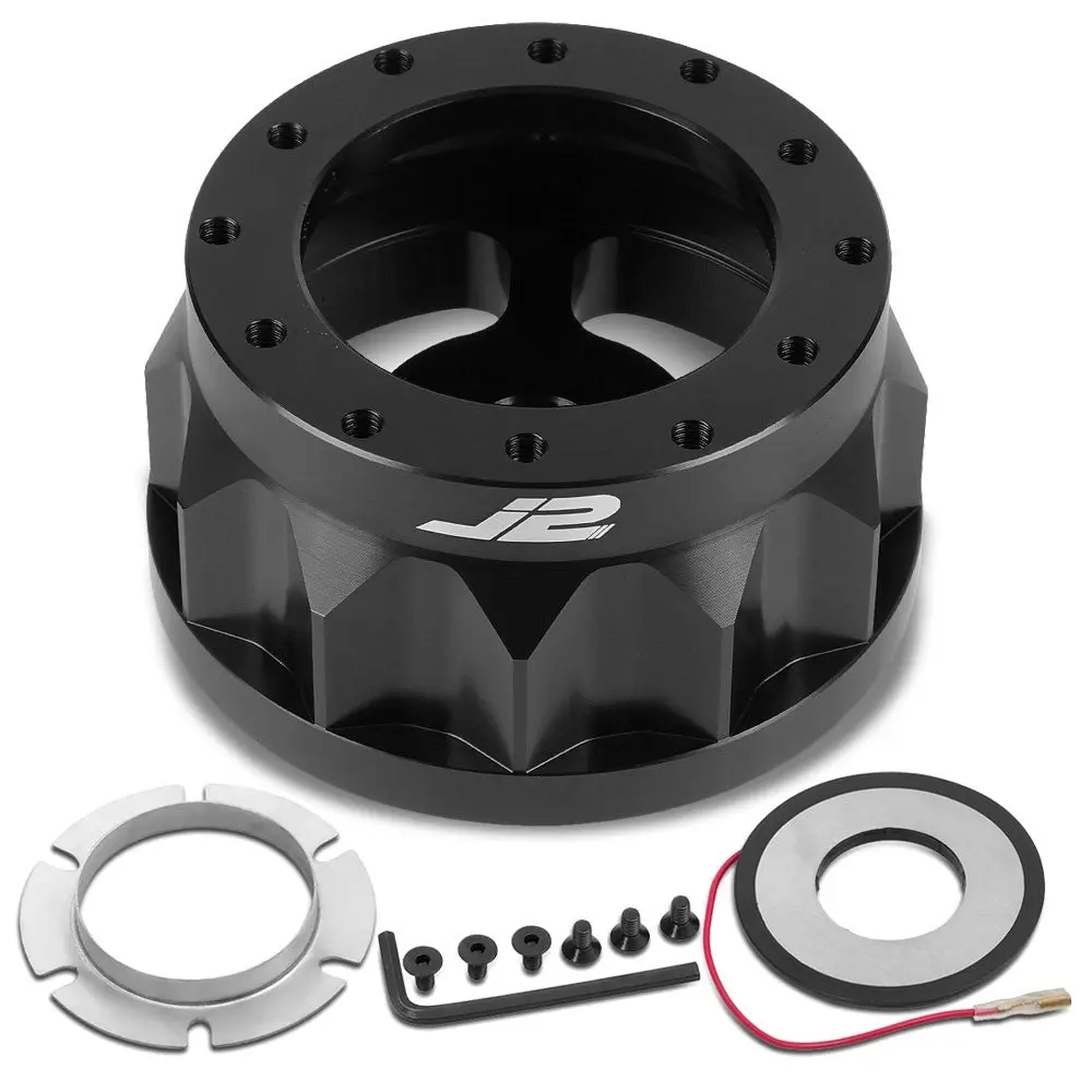 J2 Aluminum Black Gear Style 6-Bolt Steering Wheel Hub Adapter For 94-01 Integra 1