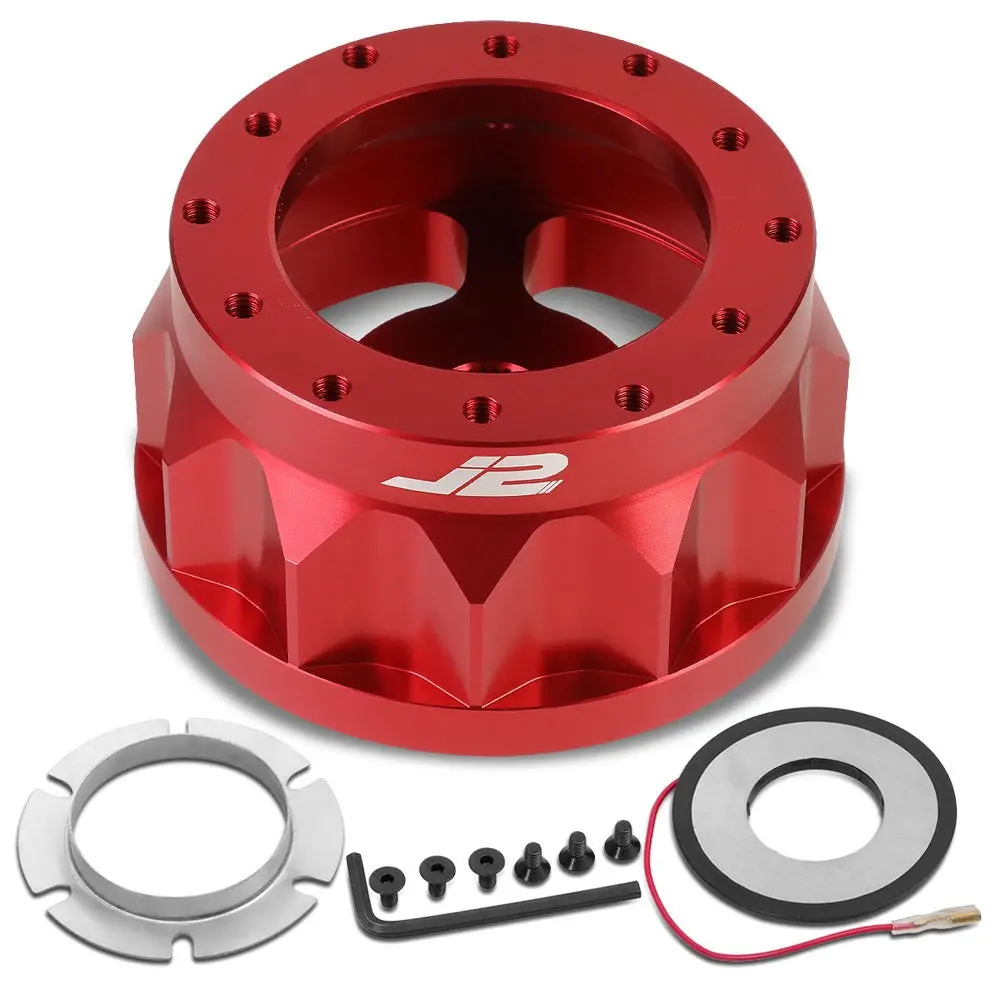 J2 Aluminum Red Gear Style 6-Bolt Wheel Hub Adapter For 93-97 Civic Del Sol 1