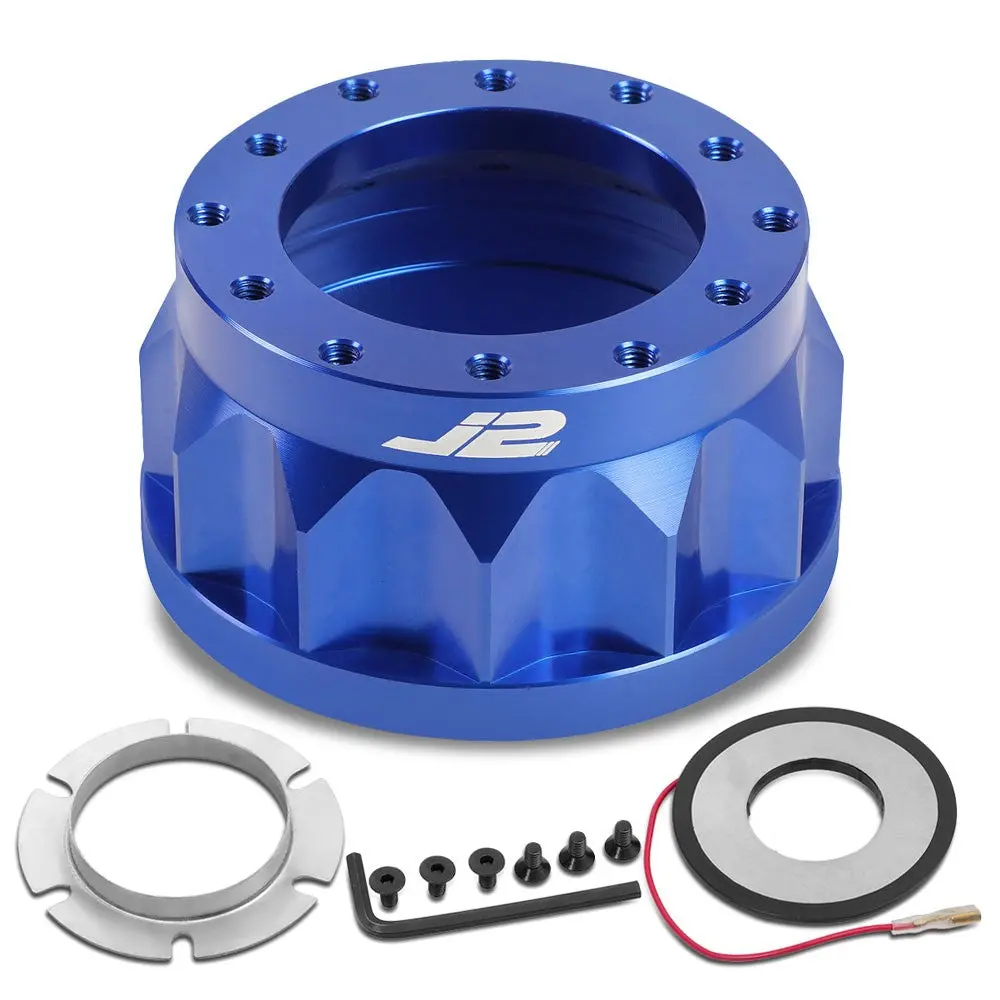 J2 Aluminum Blue Gear Style 6-Bolt Steering Wheel Hub Adapter For 88-91 Civic 1