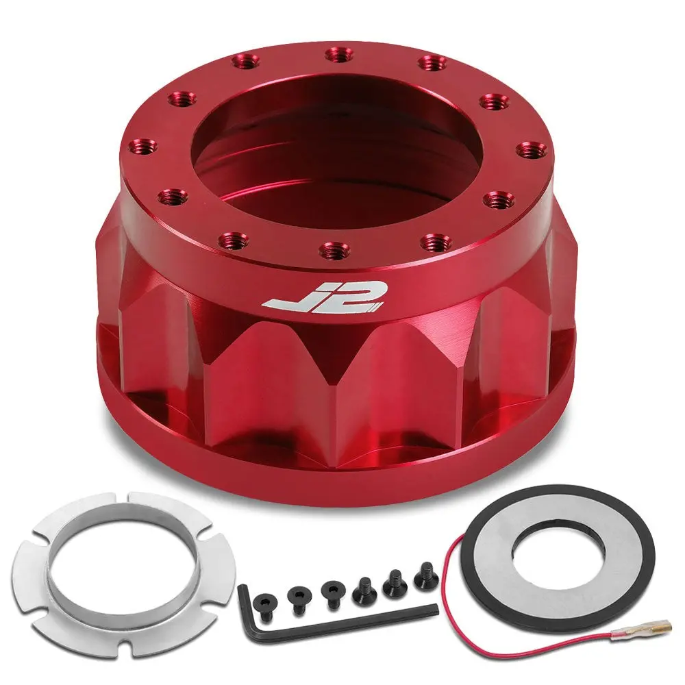 J2 Aluminum Red Gear Style 6-Bolt Steering Wheel Hub Adapter For 88-91 Cr-X 1