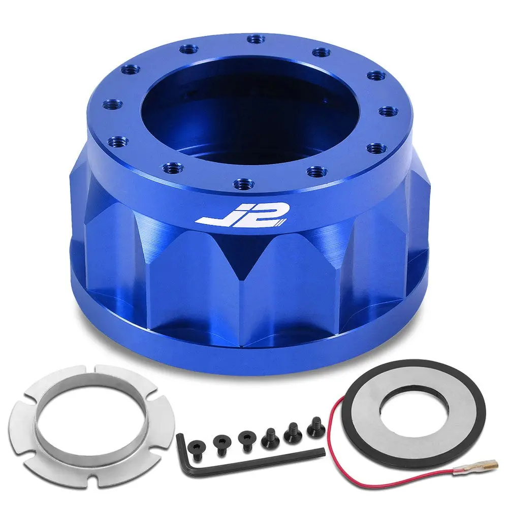 J2 Aluminum Blue Gear Style 6-Bolt Steering Wheel Hub Adapter For 94-16 Accent 1