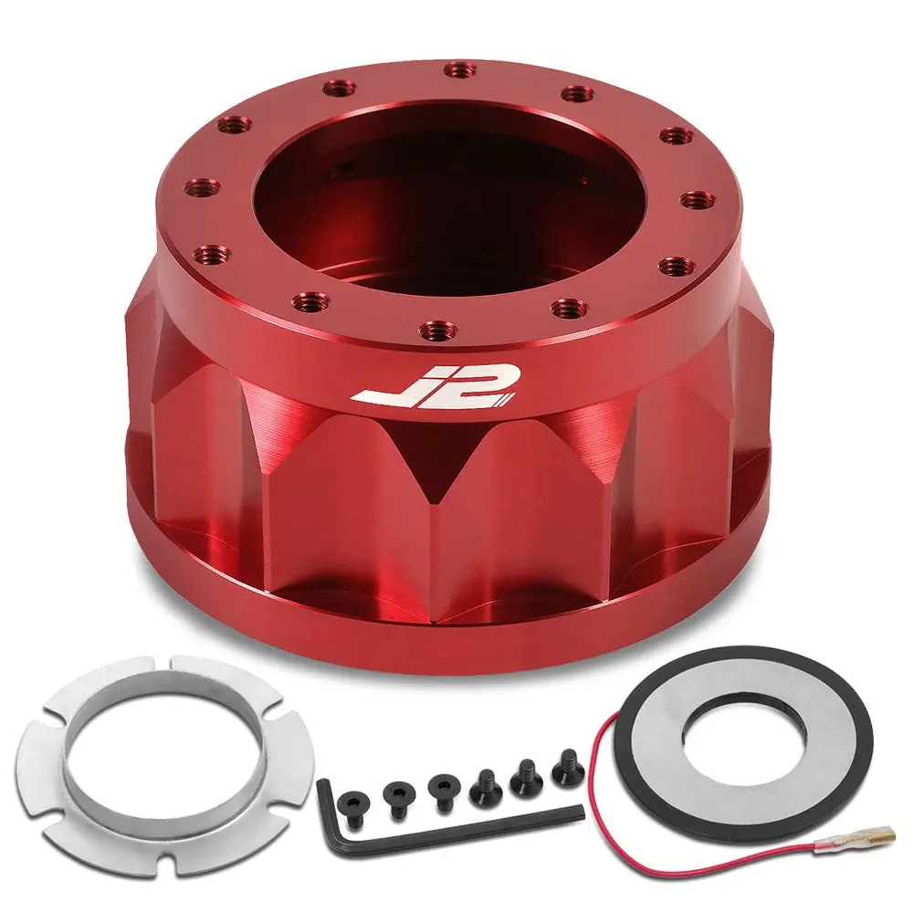 J2 Aluminum Red Gear Style 6-Bolt Wheel Hub Adapter For 10-17 Forte Koup 1