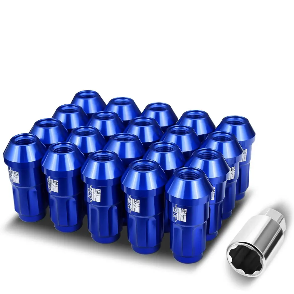 20Pcs J2 Engineering Forged Aluminum Blue Lug Nuts [Closed End (Spline Drive Style) T7-035] [Conical Seat / M12 X 1.5] 1