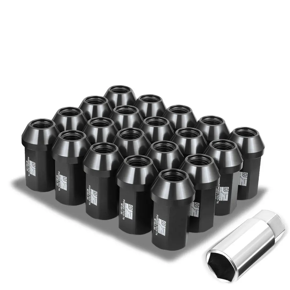 20Pcs J2 Engineering Forged Aluminum Black Lug Nuts [Closed End T7-038] [Conical Seat / M12 X 1.5] 1