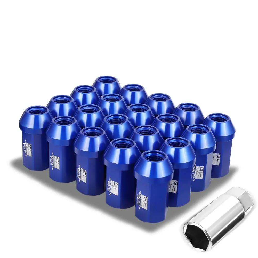 20Pcs J2 Engineering Forged Aluminum Blue Lug Nuts [Closed End T7-038] [Conical Seat / M12 X 1.5] 1