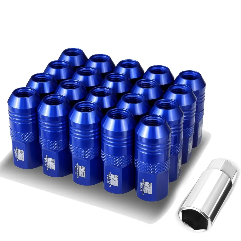 20Pcs J2 Engineering Forged Aluminum Blue Lug Nuts [Open End T7-040] [Conical Seat / M12 X 1.5] 1