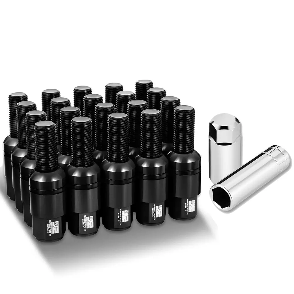 20Pcs J2 Engineering Forged Aluminum Black Lug Nuts [Closed End T7-041Bs] [Ball Seat / M14 X 1.5] 1