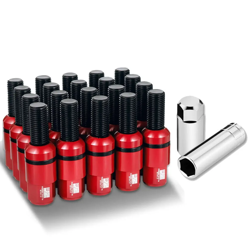 20Pcs J2 Engineering Forged Aluminum Red Lug Nuts [Closed End T7-041Bs] [Ball Seat / M14 X 1.5] 1