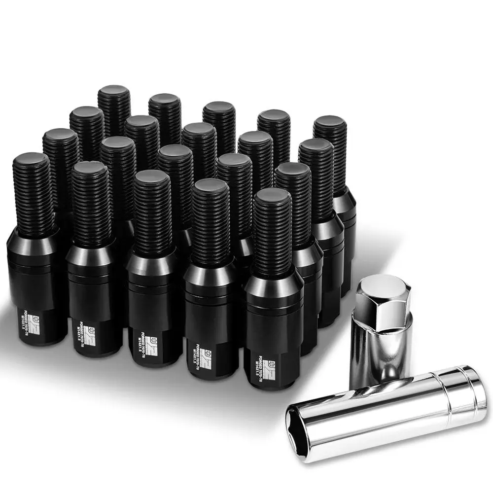 20Pcs J2 Engineering Forged Aluminum Black Lug Nuts [Closed End T7-041Cs] [Conical Seat / M14 X 1.5] 1