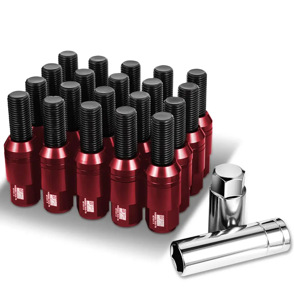 20Pcs J2 Engineering Forged Aluminum Red Lug Nuts [Closed End T7-041Cs] [Conical Seat / M14 X 1.5] 1
