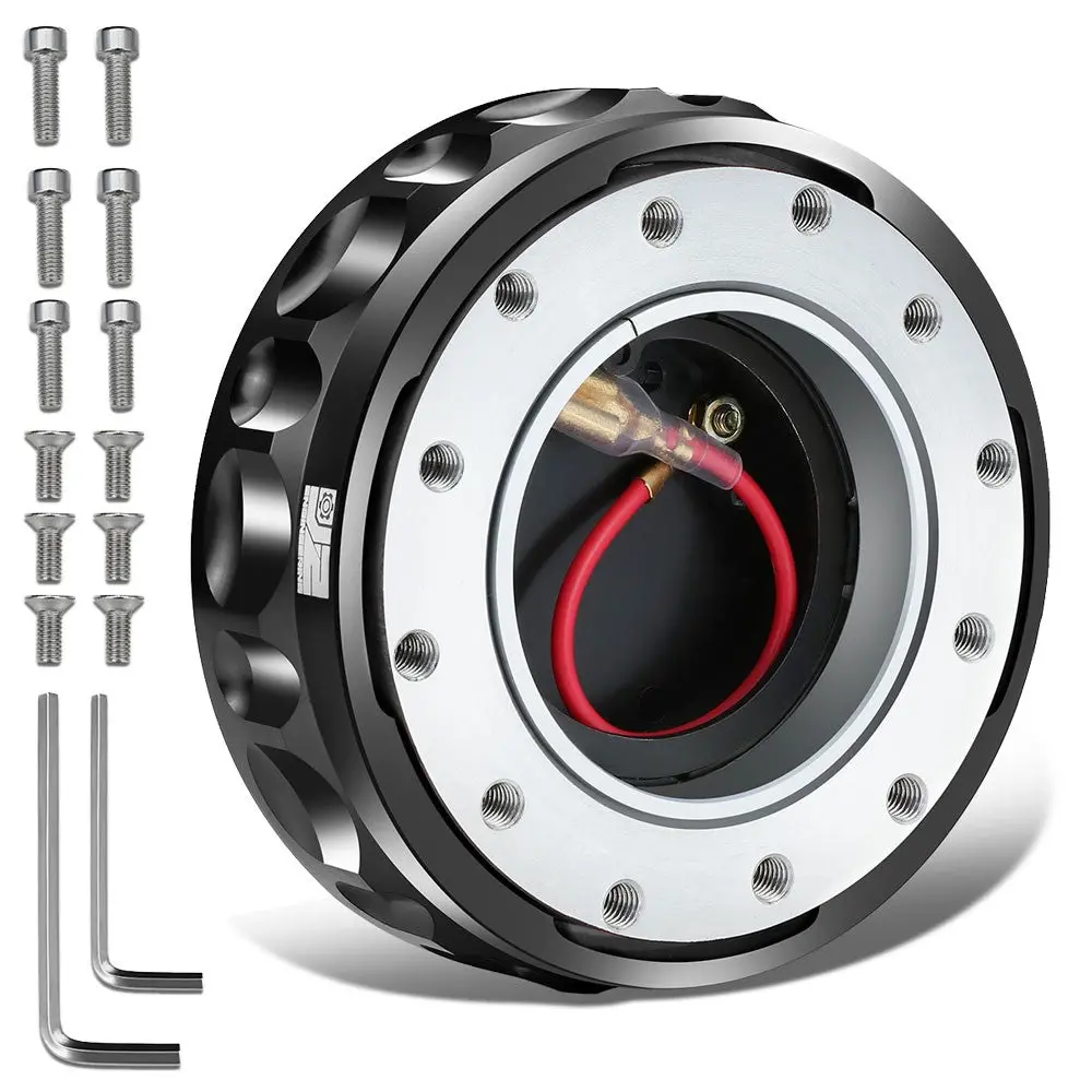 J2 Black 6-Hole Low Profile Twist Lock Steering Wheel Quick Release Adapter [22Mm Height, 3.74" Diameter] 1