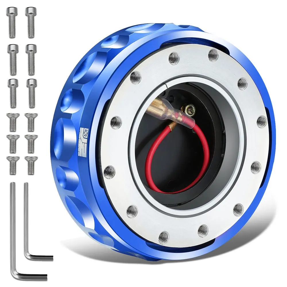 J2 Blue 6-Hole Low Profile Twist Lock Steering Wheel Quick Release Adapter [22Mm Height, 3.74" Diameter] 1