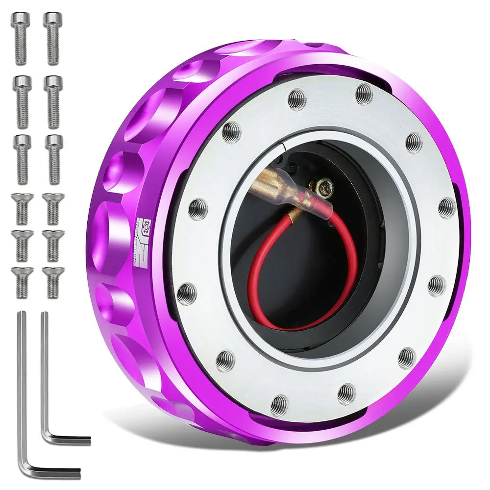 J2 Purple 6-Hole Low Profile Twist Lock Steering Wheel Quick Release Adapter [22Mm Height, 3.74" Diameter] 1