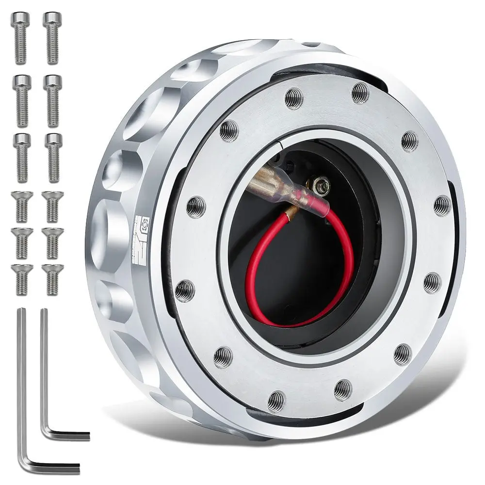 J2 Silver 6-Hole Low Profile Twist Lock Steering Wheel Quick Release Adapter [22Mm Height, 3.74" Diameter] 1