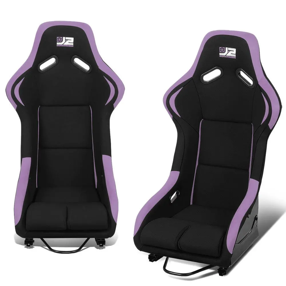 J2 Engineering J2-Rs-001-Pp Fixed Position Bucket Racing Seat W/Slider (Black/Purple) 1