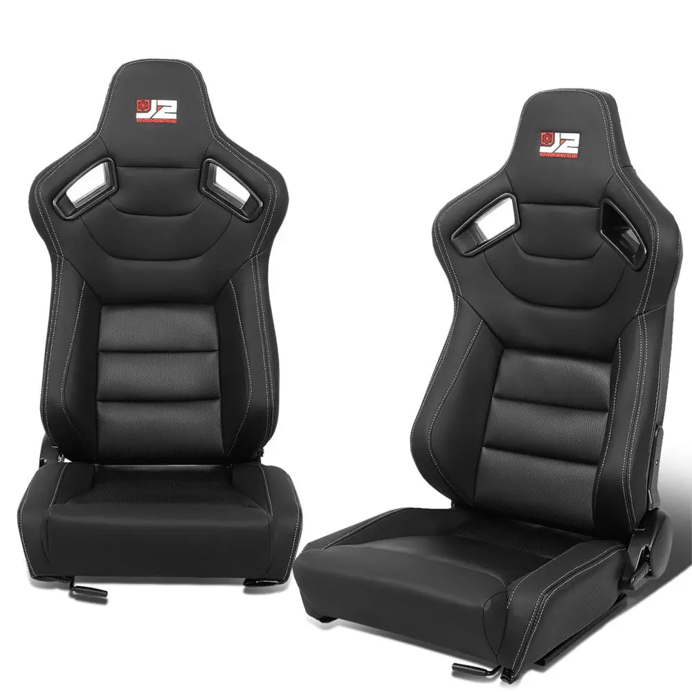 J2 Engineering J2-Rs-002-Bk Reclineable Racing Seat W/Slider (Black) 1