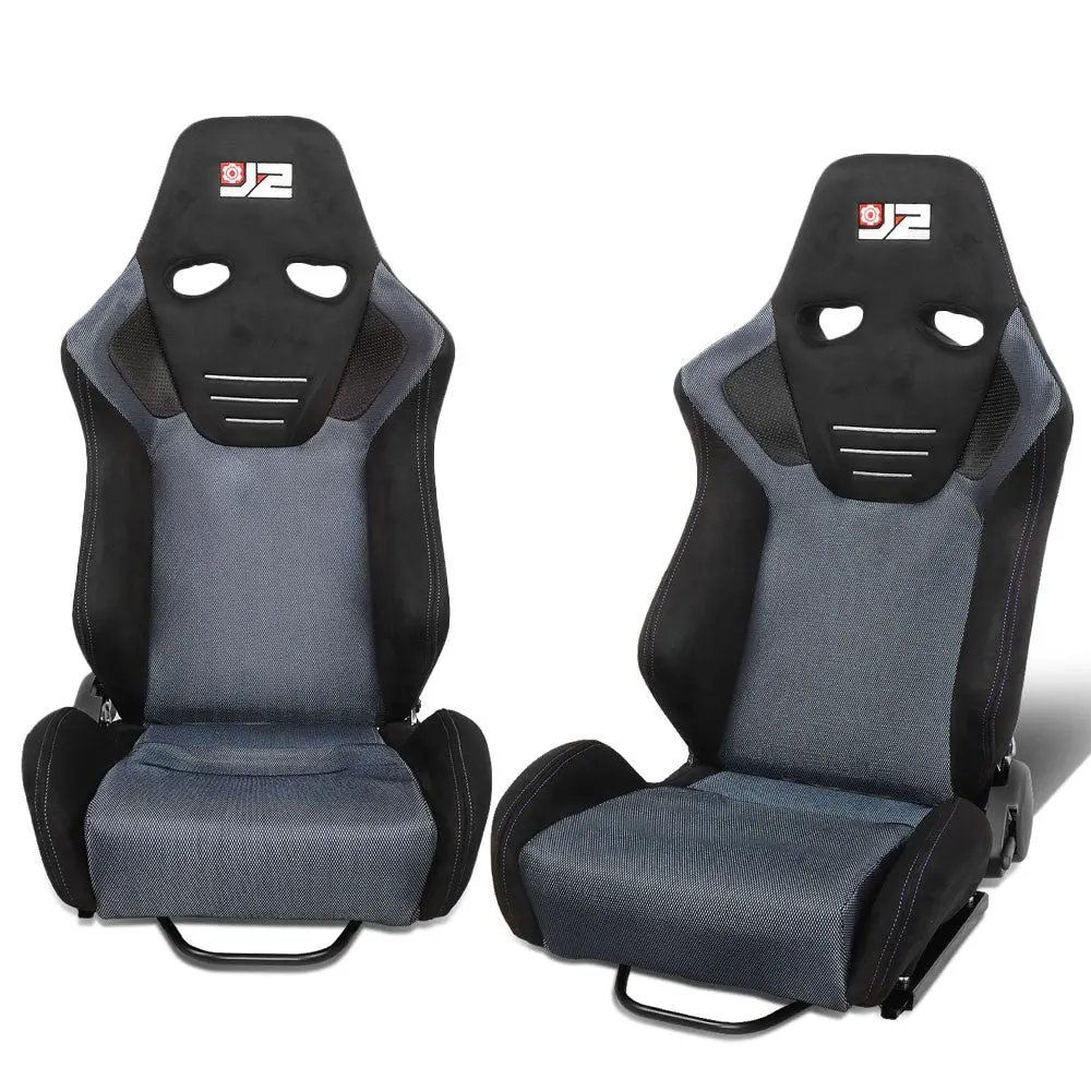 J2 Engineering J2-Rs-006-Bl Reclineable Racing Seat W/Slider (Black/Red) 1