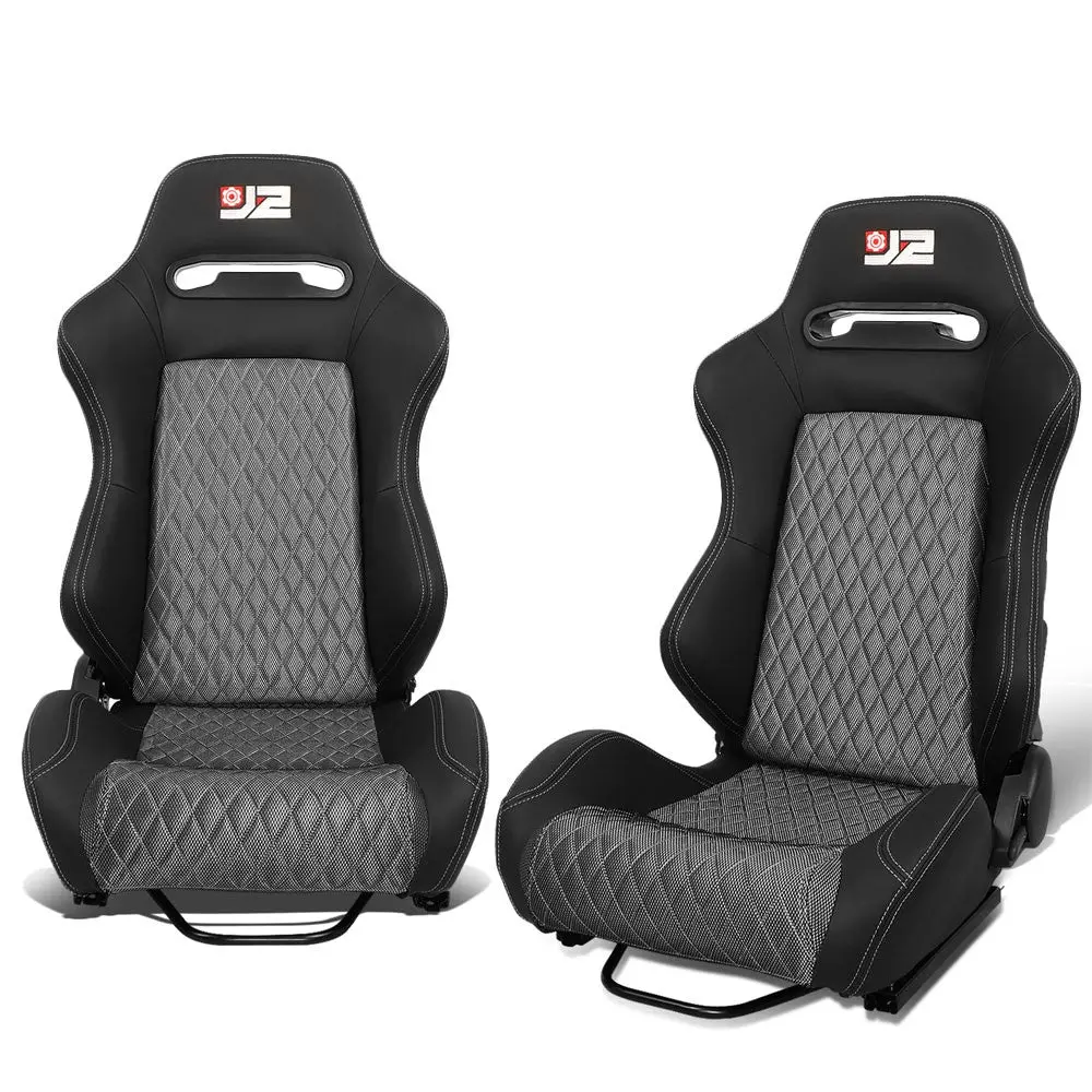 J2 Engineering J2-Rs-006-Gy Reclineable Racing Seat W/Slider (Black/Grey) 1