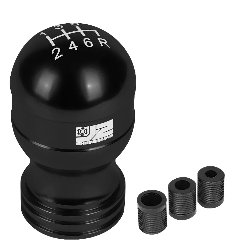 J2 Black (Teardrop Shape) 6-Speed Pattern Manual Shift Knob (M8/M10/M12 Adapter) 1