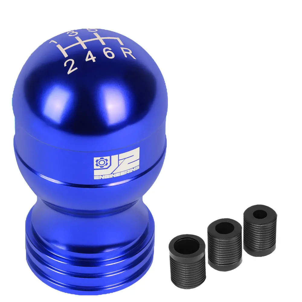 J2 Blue (Teardrop Shape) 6-Speed Pattern Manual Shift Knob (M8/M10/M12 Adapter) 1