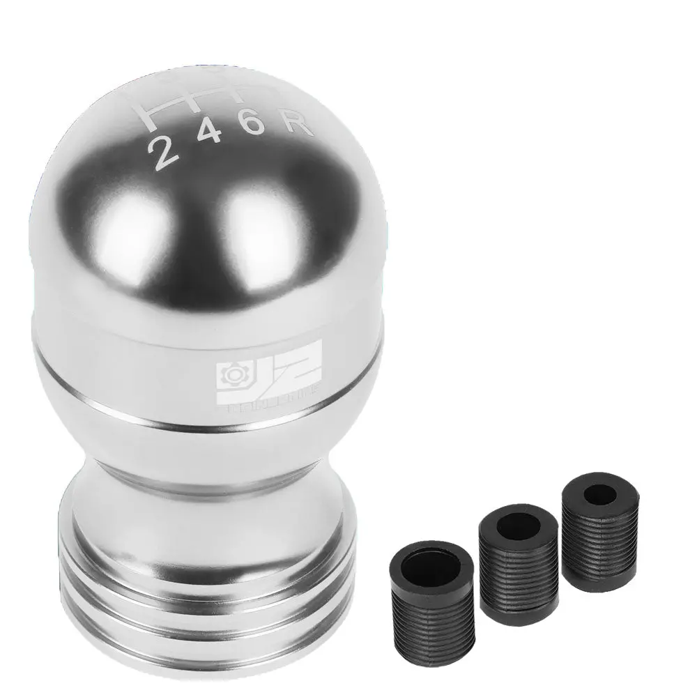 J2 Silver (Teardrop Shape) 6-Speed Pattern Manual Shift Knob (M8/M10/M12 Adapter) 1