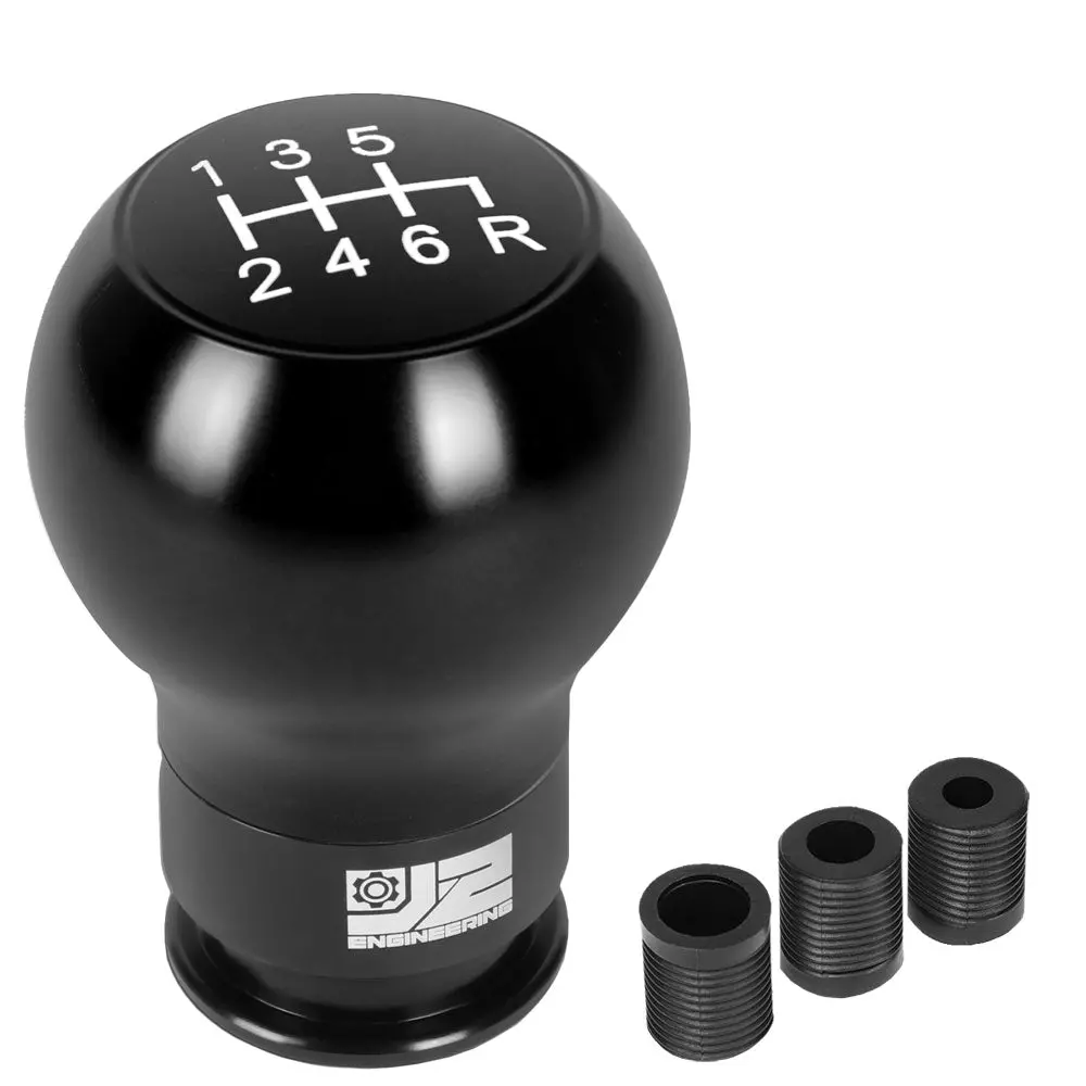 J2 Black (Teardrop Shape Design) 6-Speed Pattern Manual Shift Knob (M8/M10/M12 Adapter) 1