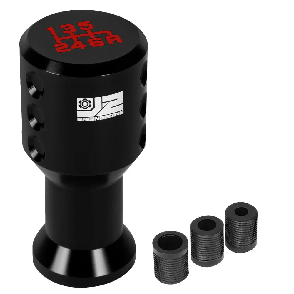 J2 Black (Goblet Style) 6-Speed Pattern Manual Shift Knob (M8/M10/M12 Adapter) 1