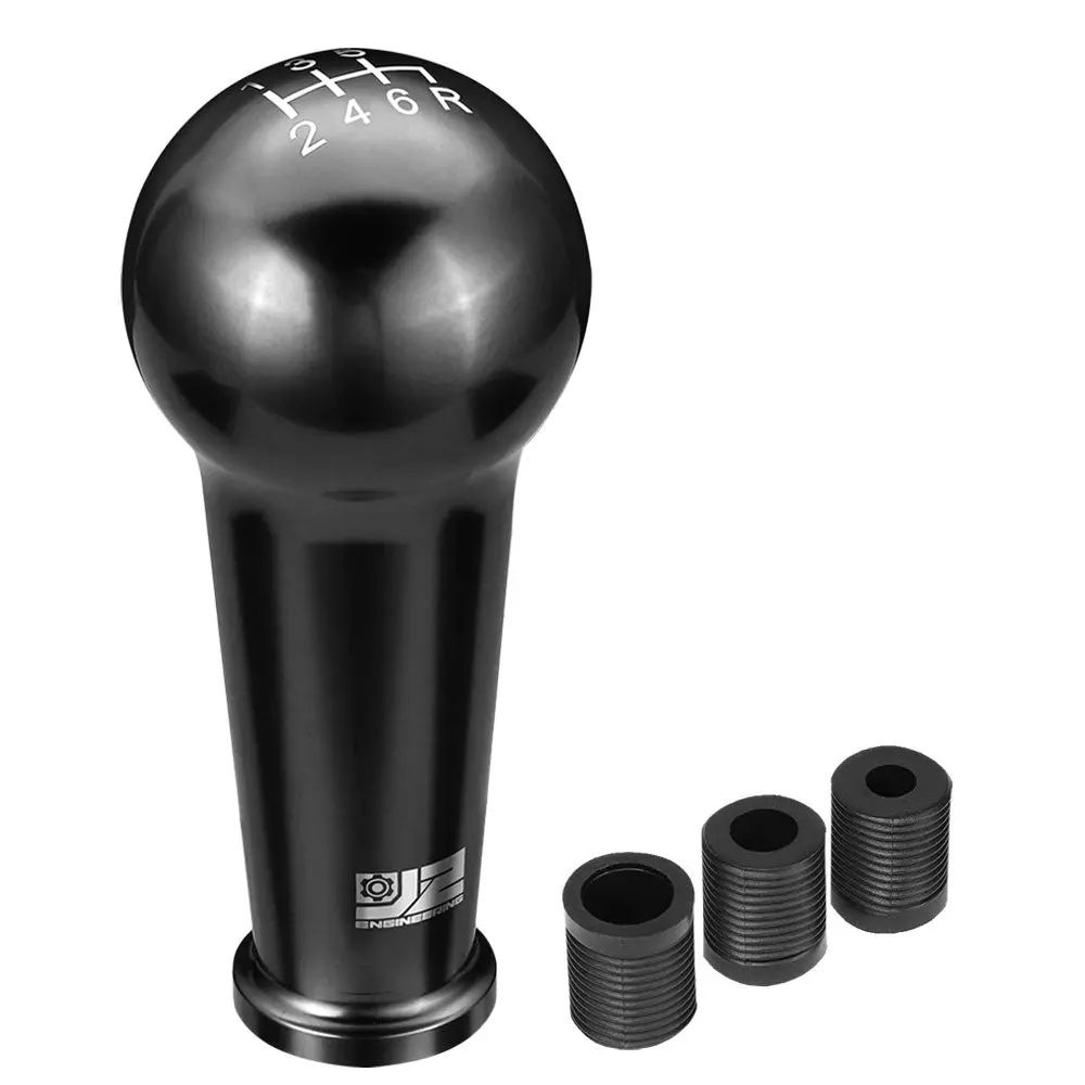 J2 Black (Ball Teardrop Style) 6-Speed Pattern Manual Shift Knob (M8/M10/M12 Adapter) 1
