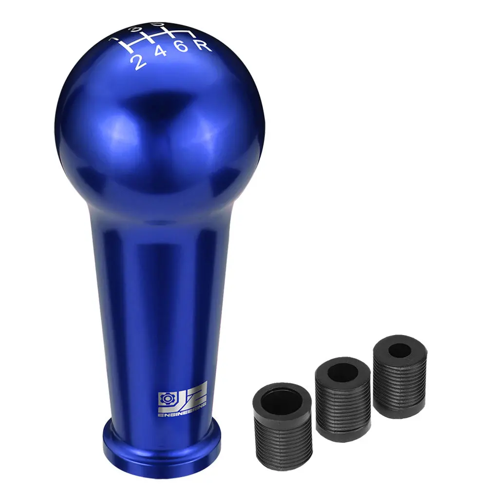 J2 Blue (Ball Teardrop Style) 6-Speed Pattern Manual Shift Knob (M8/M10/M12 Adapter) 1