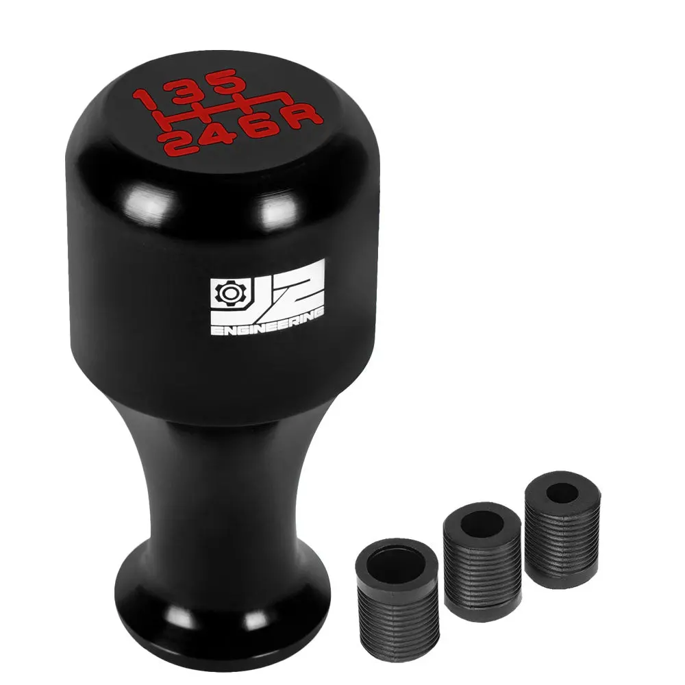 J2 Black (Cylindrical Wine Cup Style) 6-Speed Pattern Manual Shift Knob (M8/M10/M12 Adapter) 1