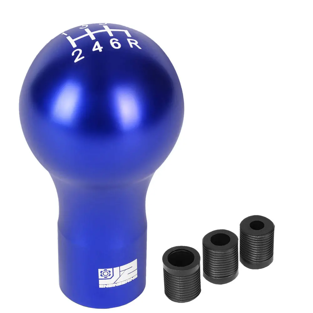 J2 Blue (Spherical Teardrop Shape) 6-Speed Pattern Manual Shift Knob (M8/M10/M12 Adapter) 1